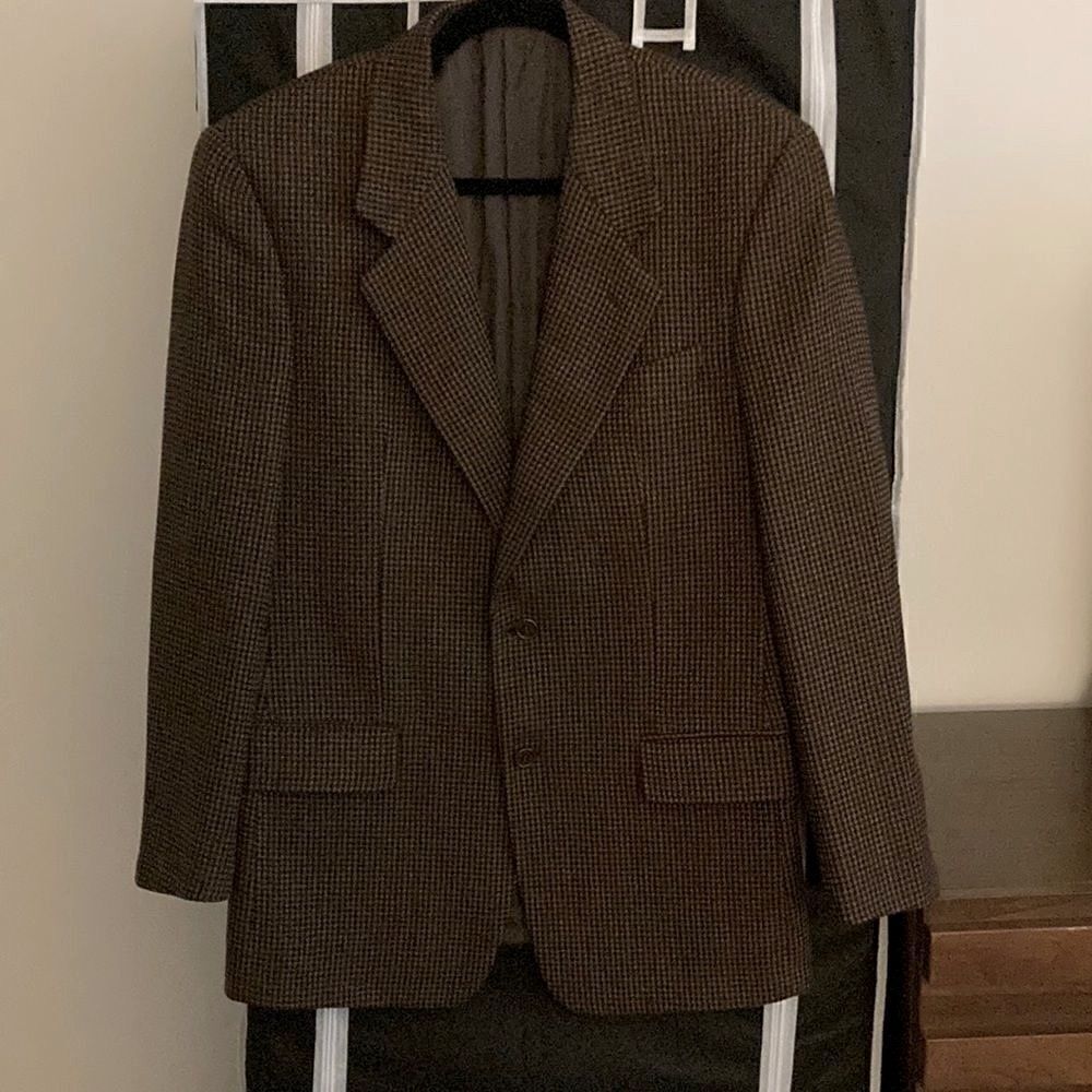 Valentino NWOT Mens Brown Houndstooth Wool Sport Jacket. Size 40R. - Picture 2 of 11